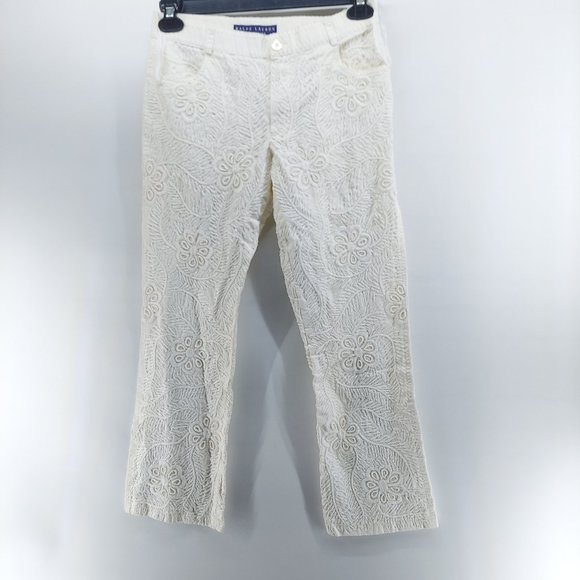 Ralph Lauren Collection embroidered white  Pants size 6 - Picture 1 of 11